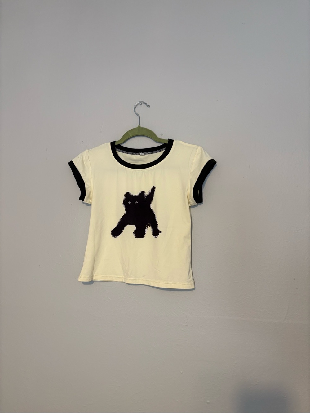 Women’s Cat Black and Cream Baby Tee